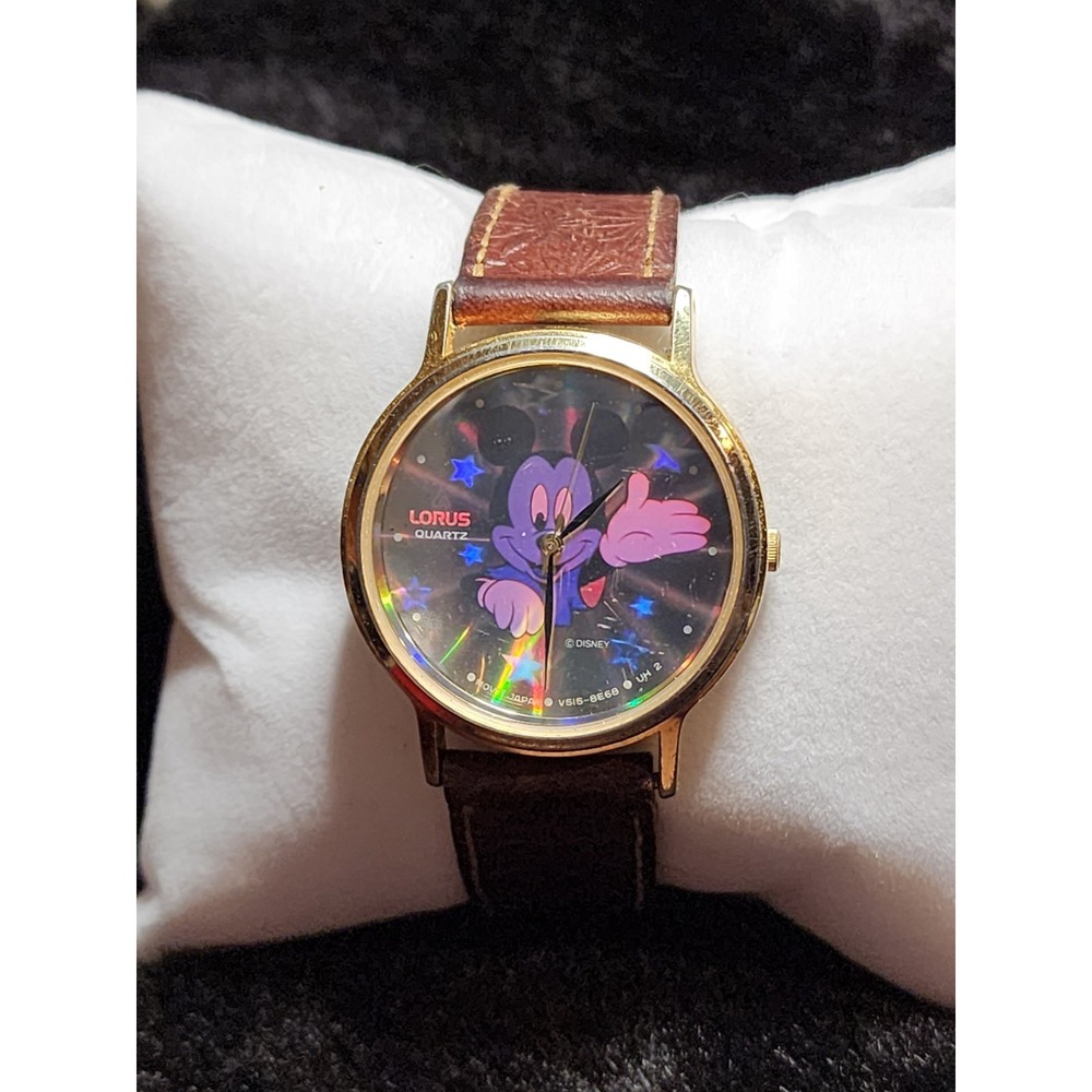 Disney Mickey Mouse Holographic Watch Seiko Lorus V515-8E68 UH 2, New Battery